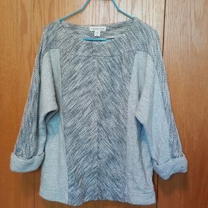 Gray Cozy Winter Sweater With Ribbed Pattern